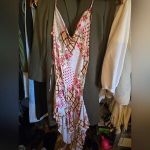 For Love And Lemons Pink and Brown Patchwork Dress